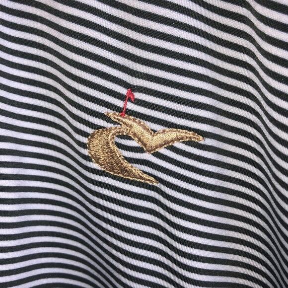 Peter Millar Center Green and White Striped Performance Polo - Picture 3 of 6